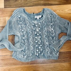 TEXTILE Elizabeth and James Gray Cable-Knit Crewneck Sweater